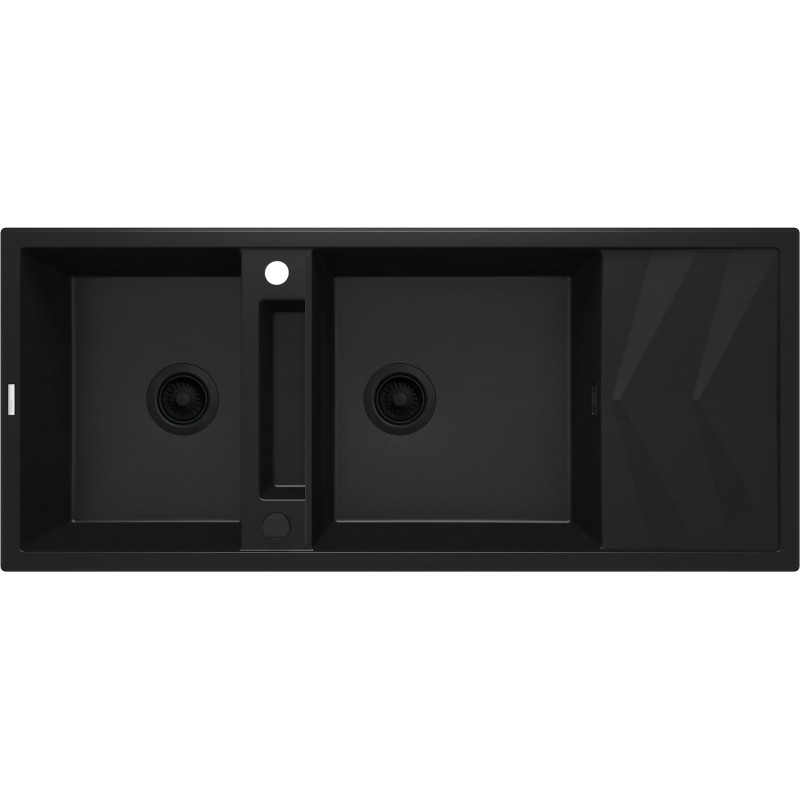 Deante Magnetic zlewozmywak granitowy 2-komorowy z ociekaczem 116 x 50 cm, czarny - ZRM N213