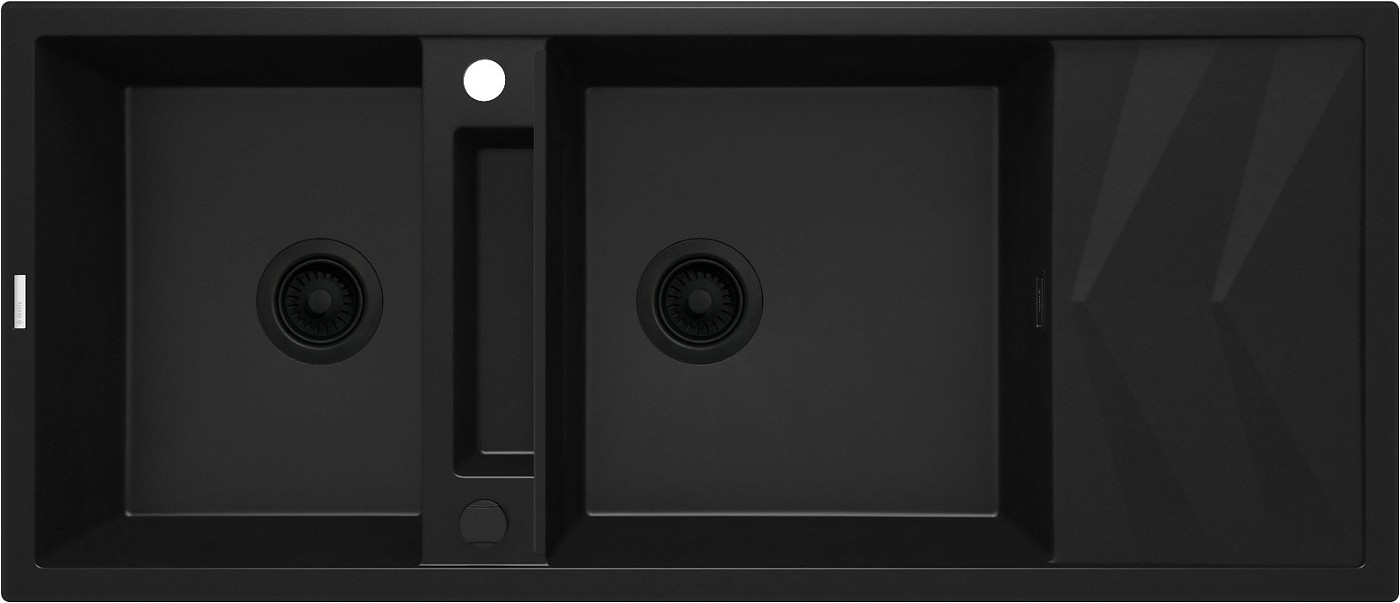 Deante Magnetic zlewozmywak granitowy 2-komorowy z ociekaczem 116 x 50 cm, czarny - ZRM N213