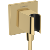 Hansgrohe FixFit E przyłącze kątowe kwadratowe z uchwytem na słuchawkę, złoty optyczny polerowany - 26889990