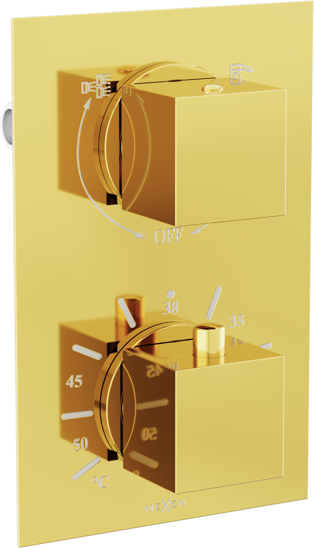 Mexen Cube termostatyczna bateria wannowo-prysznicowa 2-wyjściowa, złota - 77502-50