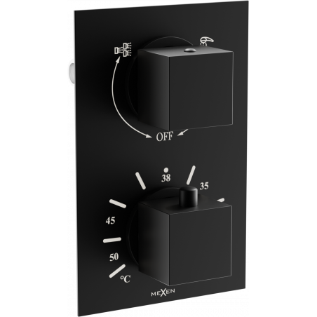 Mexen Cube termostatyczna bateria wannowo-prysznicowa 2-wyjściowa, czarna - 77502-70