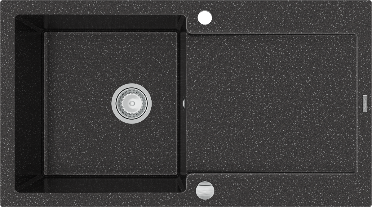 Mexen Leo zlewozmywak granitowy 1-komorowy z ociekaczem 900 x 500 mm, czarny nakrapiany, syfon chrom - 6501901010-76