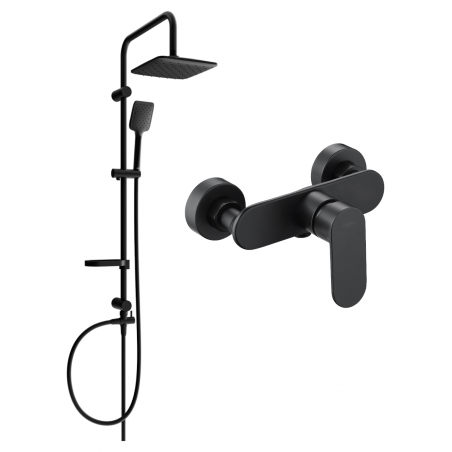 Mexen Sven zestaw prysznicowy natynkowy z deszczownicą i baterią prysznicową Milo, czarny - 71340262-70