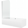 Mexen Cube wanna prostokątna 170 x 80 cm z obudową i parawanem 1-skrzydłowym 80 cm, transparent, chrom - 550517080X9008010100