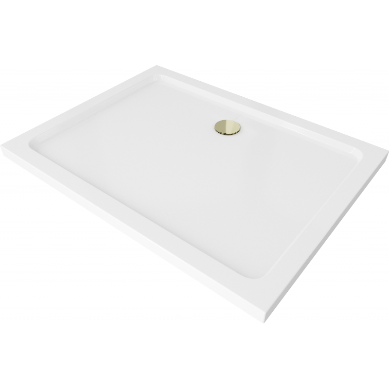 Mexen Flat brodzik prostokątny slim 110 x 100 cm, biały, syfon złoty - 40101011G