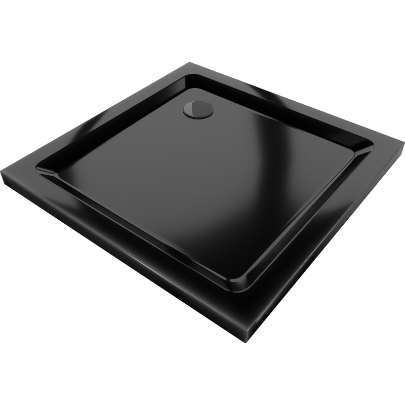 Mexen Flat brodzik kwadratowy slim 90 x 90 cm, czarny, syfon czarny - 40709090B