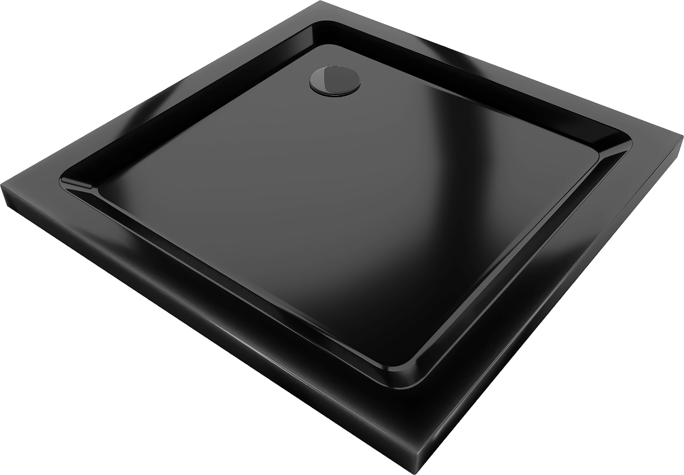 Mexen Flat brodzik kwadratowy slim 90 x 90 cm, czarny, syfon czarny - 40709090B