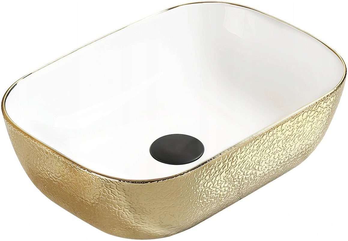 Mexen Rita umywalka nablatowa 45 x 32 cm, biała/złota - 21084554