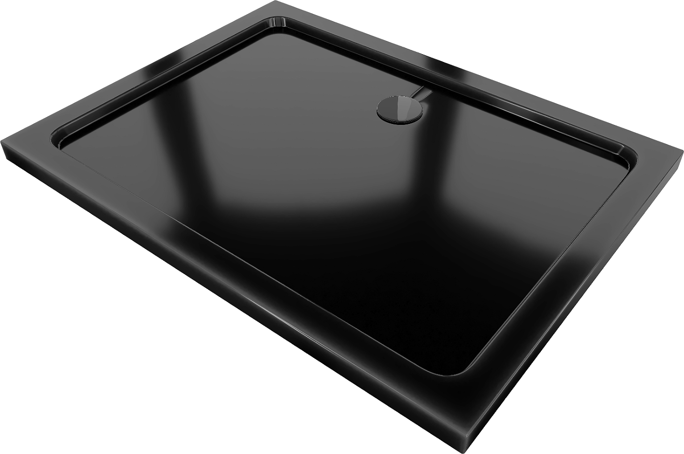 Mexen Flat brodzik prostokątny slim 110 x 80 cm, czarny, syfon czarny - 40708011B