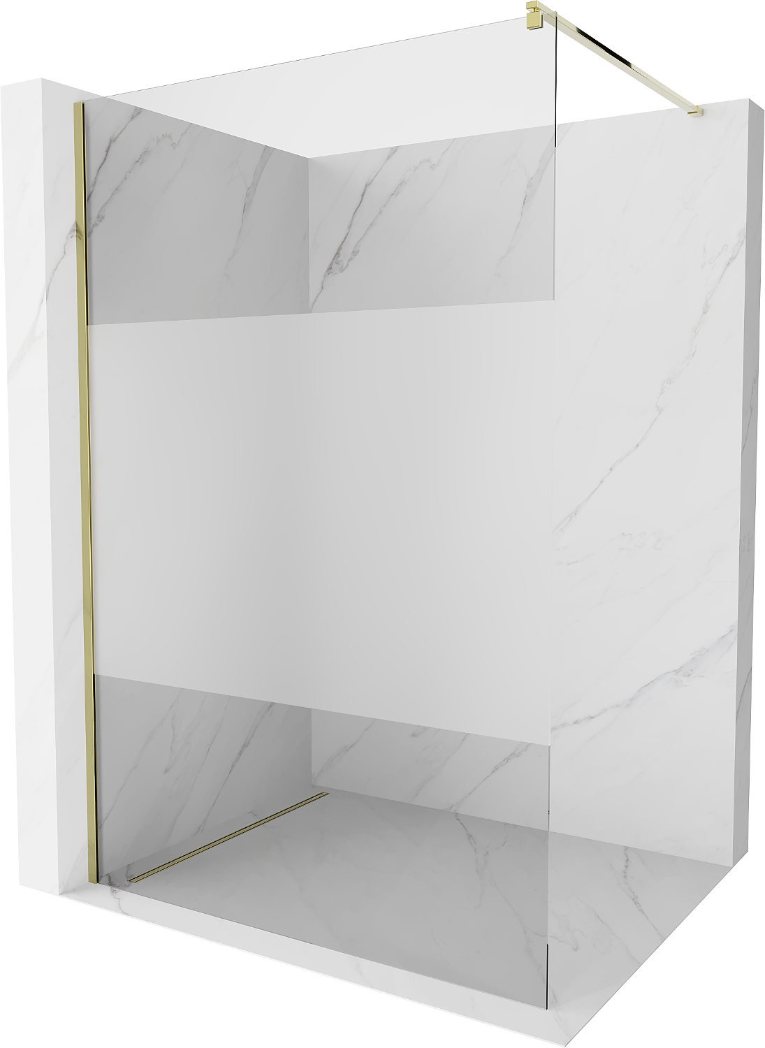 Mexen Kioto ścianka prysznicowa 70 x 200 cm, transparent/szron 8 mm, złota - 800-070-101-50-35