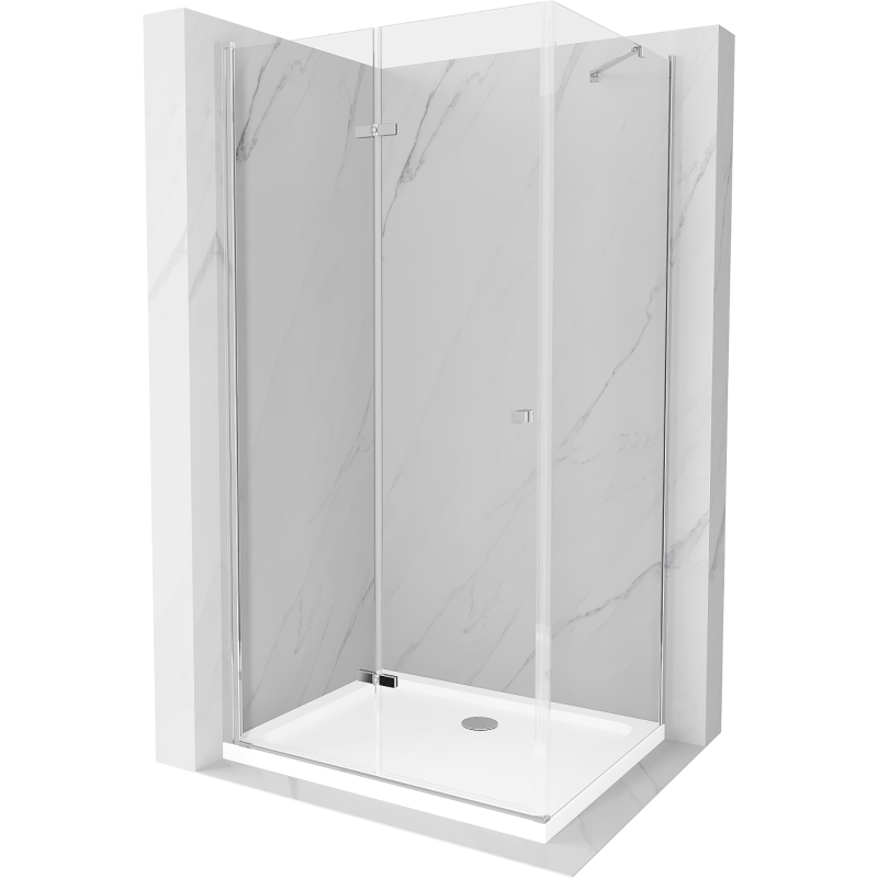 Mexen Lima kabina prysznicowa składana 70 x 80 cm, transparent, chrom + brodzik Flat - 856-070-080-01-00-4010