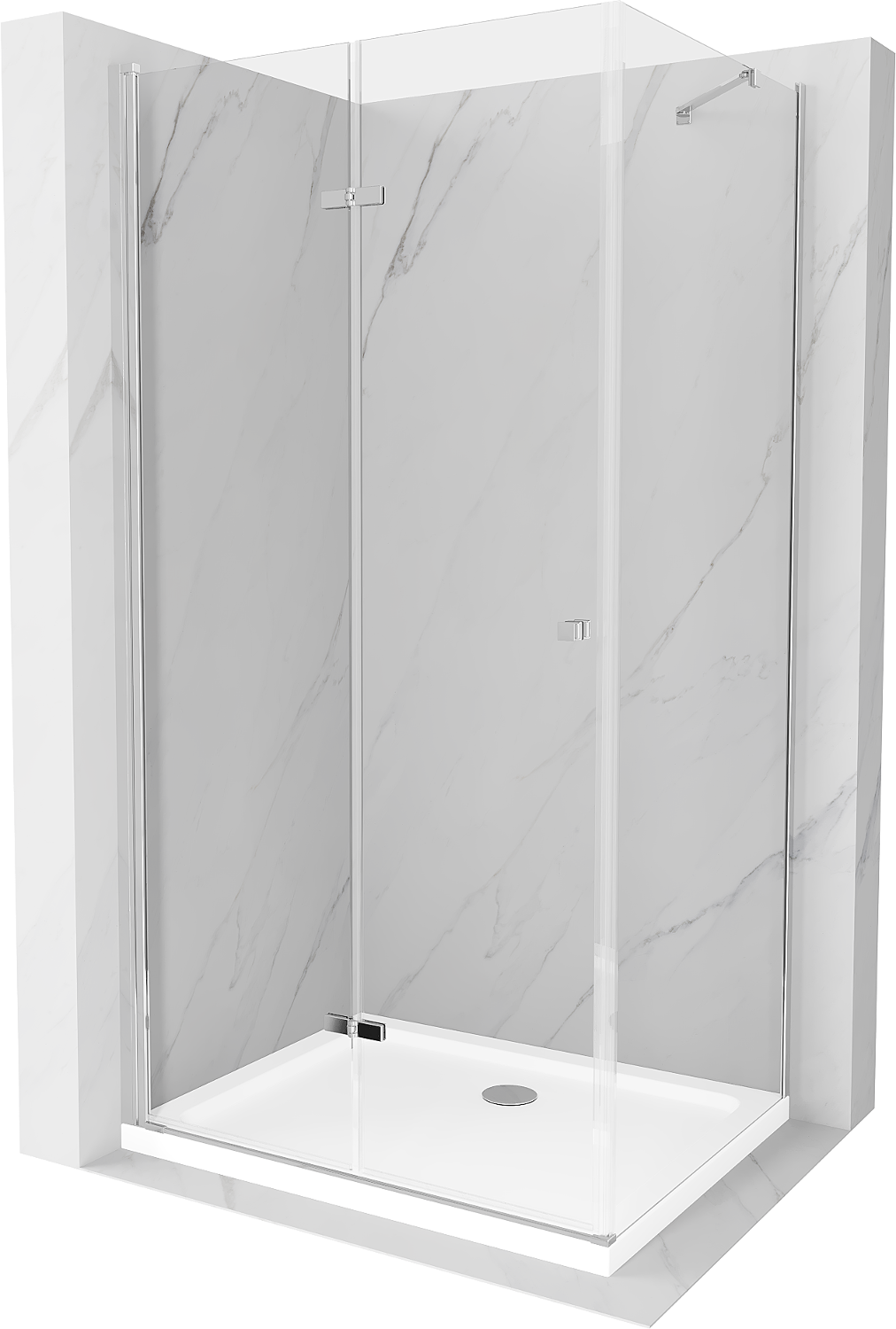 Mexen Lima kabina prysznicowa składana 80 x 90 cm, transparent, chrom + brodzik Flat - 856-080-090-01-00-4010