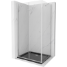 Mexen Lima kabina prysznicowa składana 80 x 100 cm, transparent, chrom + brodzik Flat, czarny - 856-080-100-01-00-4070