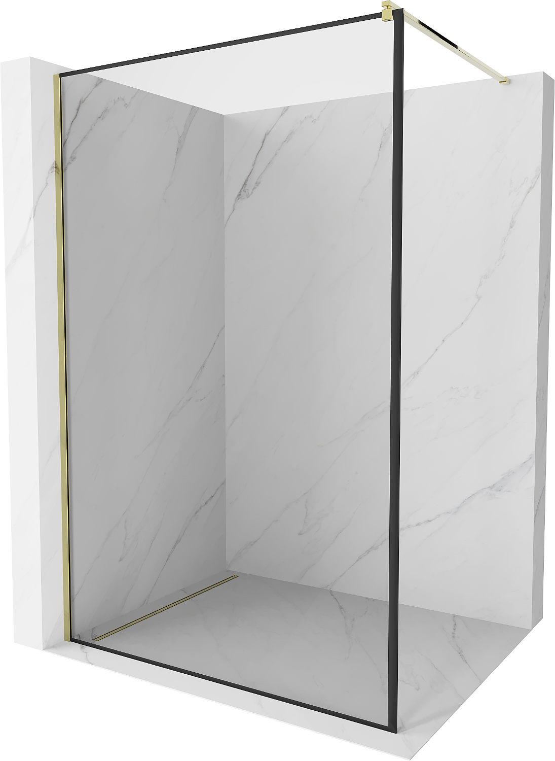 Mexen Kioto ścianka prysznicowa 110 x 200 cm, transparent/czarny wzór 8 mm, złota - 800-110-101-50-70