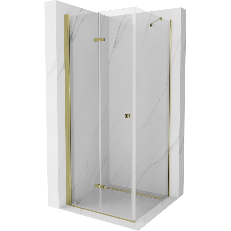 Mexen Lima kabina prysznicowa składana 80 x 80 cm, transparent, złota - 856-080-080-50-00