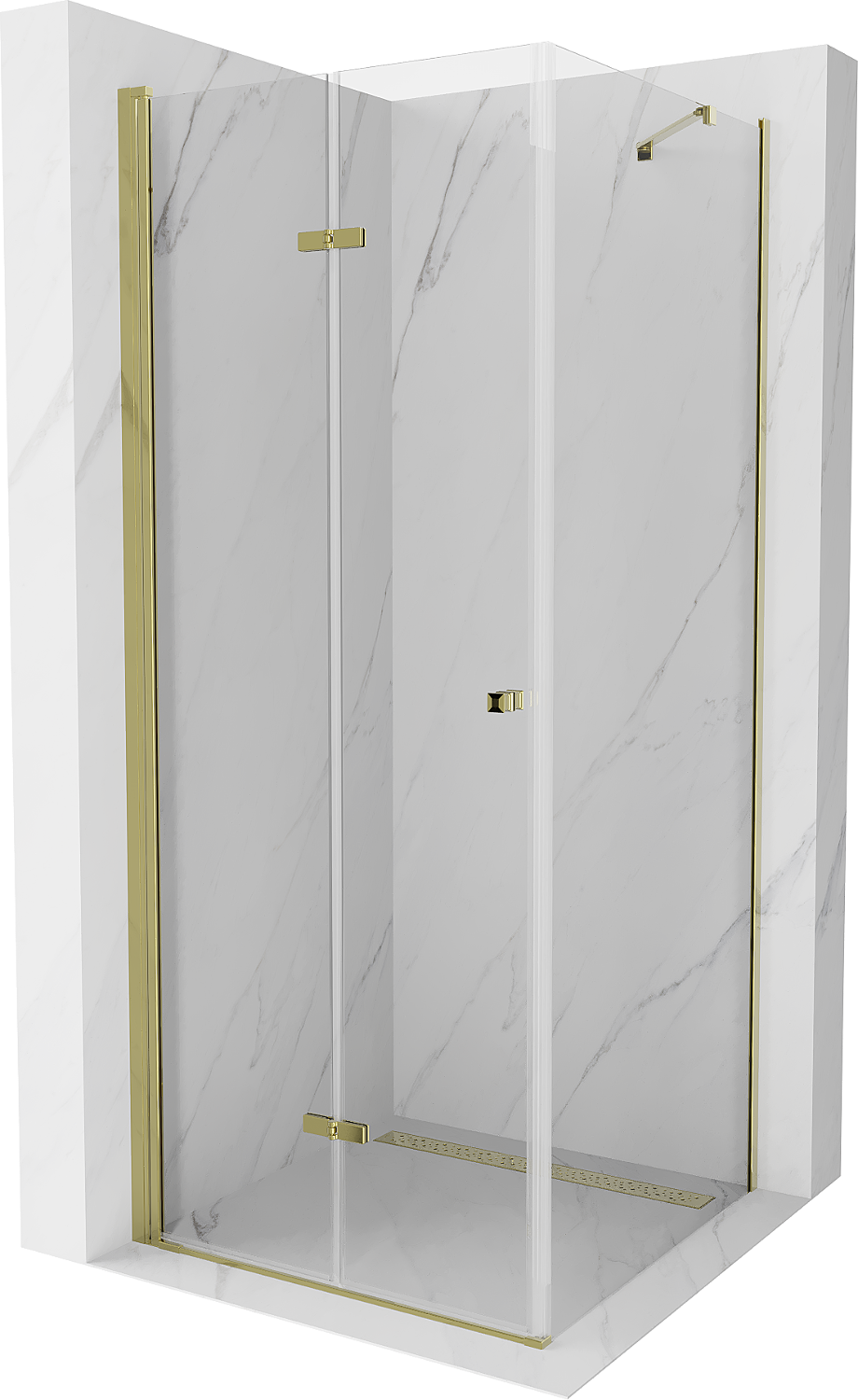 Mexen Lima kabina prysznicowa składana 100 x 100 cm, transparent, złota - 856-100-100-50-00