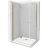 Mexen Lima kabina prysznicowa składana 90 x 80 cm, transparent, złota + brodzik Flat - 856-090-080-50-00-4010