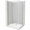 Mexen Lima kabina prysznicowa składana 90 x 100 cm, transparent, złota + brodzik Flat - 856-090-100-50-00-4010