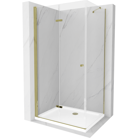Mexen Lima kabina prysznicowa składana 100 x 90 cm, transparent, złota + brodzik Flat - 856-100-090-50-00-4010