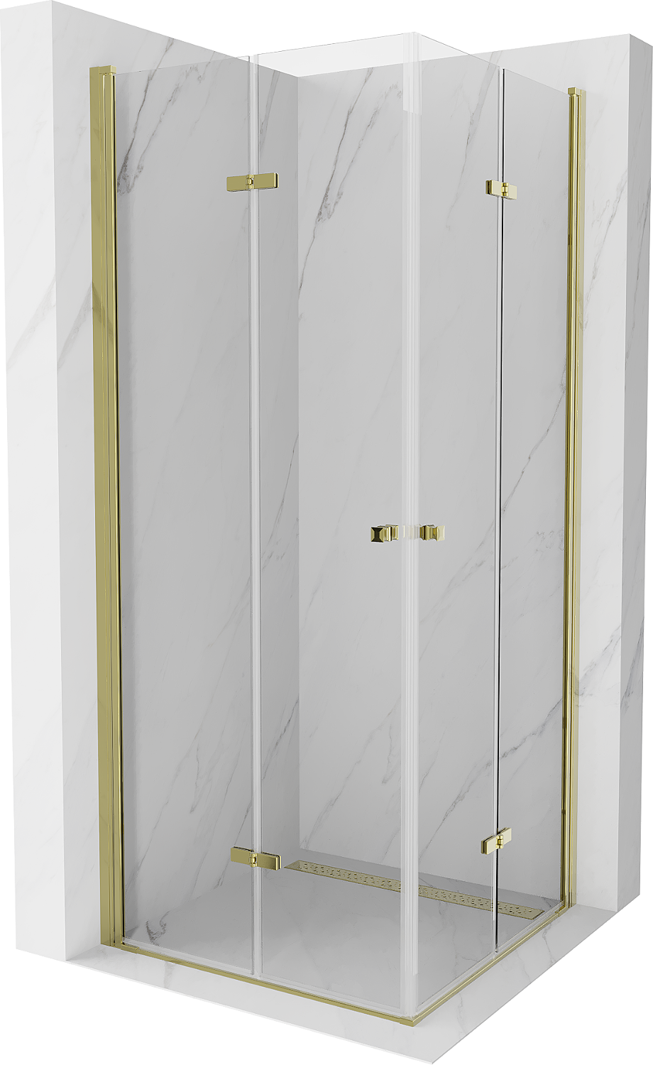 Mexen Lima Duo kabina prysznicowa składana 100 x 100 cm, transparent, złota - 856-100-100-50-00-02