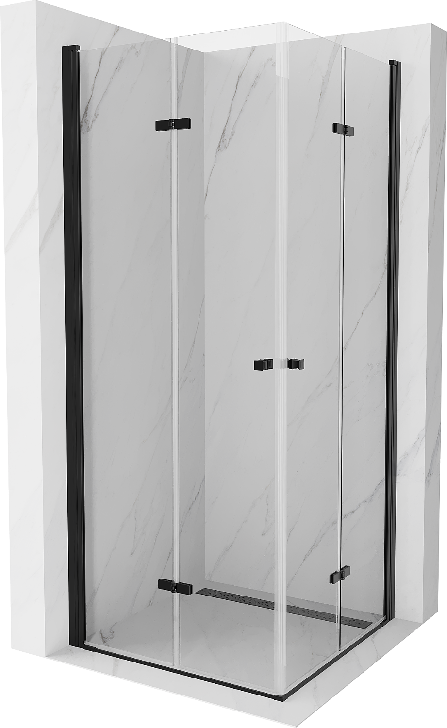 Mexen Lima Duo kabina prysznicowa składana 100 x 100 cm, transparent, czarna - 856-100-100-70-00-02