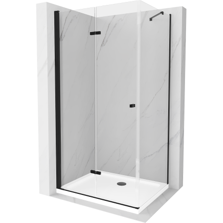 Mexen Lima kabina prysznicowa składana 70 x 100 cm, transparent, czarna + brodzik Flat, biały - 856-070-100-70-00-4010B