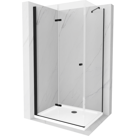 Mexen Lima kabina prysznicowa składana 70 x 110 cm, transparent, czarna + brodzik Flat, biały - 856-070-110-70-00-4010B