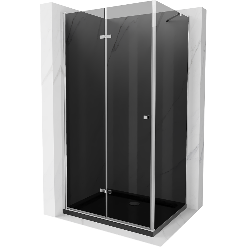 Mexen Lima kabina prysznicowa składana 100 x 80 cm, grafit, chrom + brodzik Flat, czarny - 856-100-080-01-40-4070