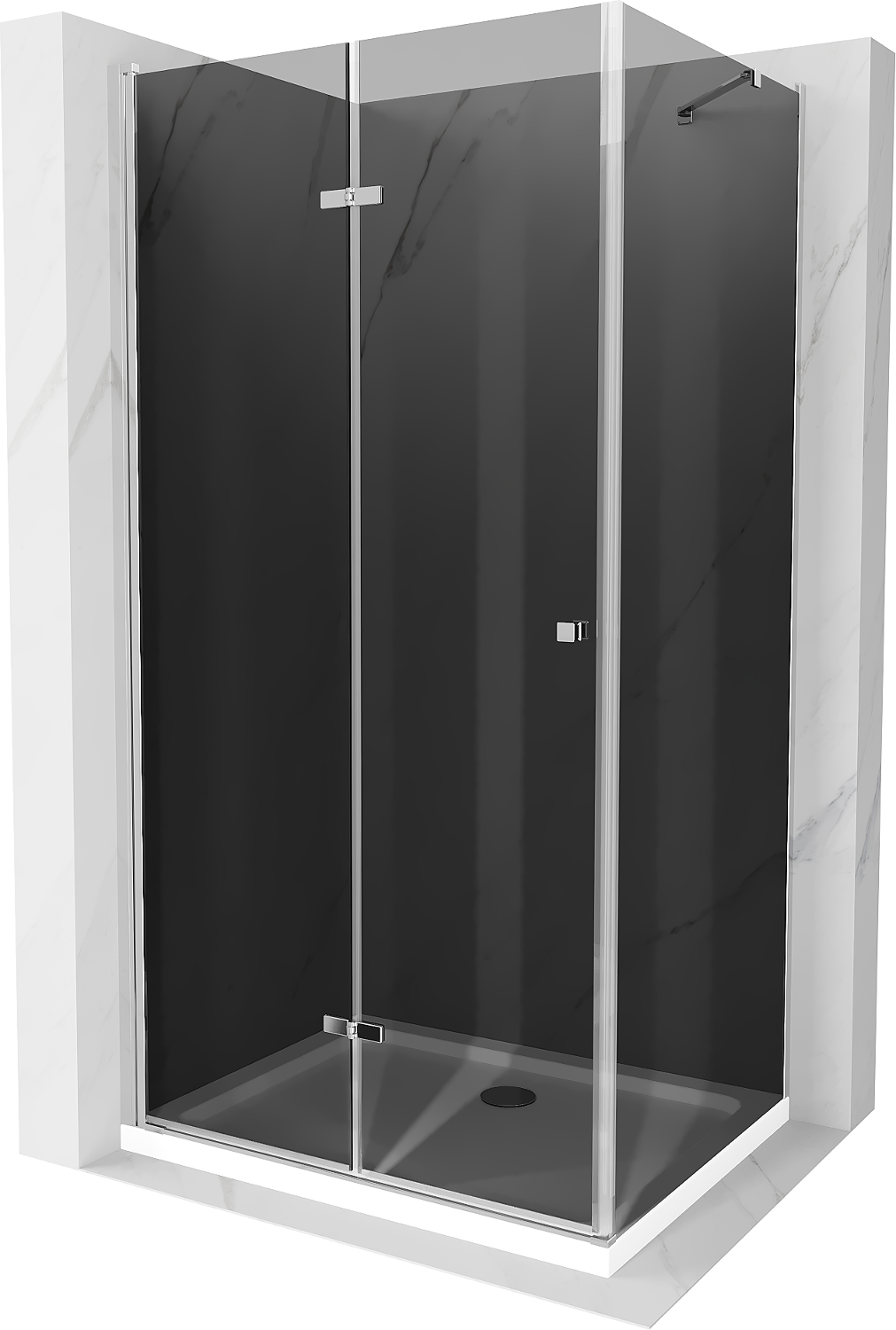 Mexen Lima kabina prysznicowa składana 70 x 90 cm, grafit, chrom + brodzik Flat, biały - 856-070-090-01-40-4010