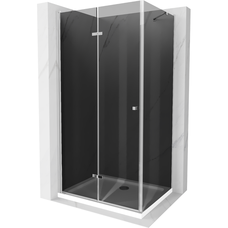 Mexen Lima kabina prysznicowa składana 80 x 90 cm, grafit, chrom + brodzik Flat, biały - 856-080-090-01-40-4010