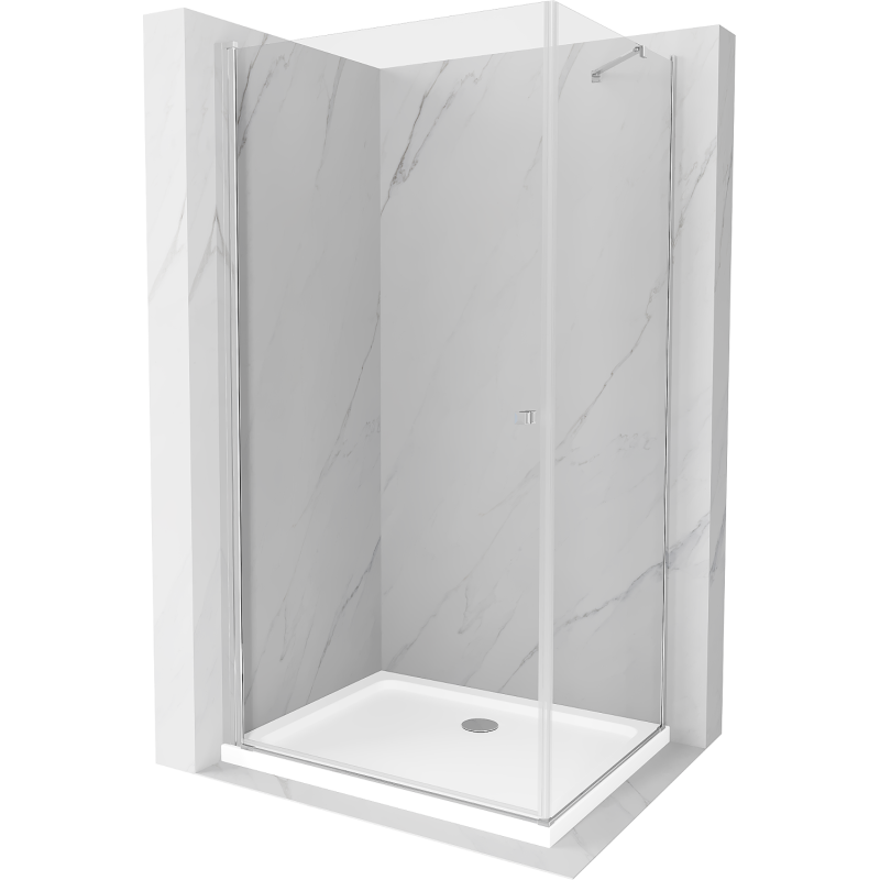 Mexen Pretoria kabina prysznicowa uchylna 90 x 70 cm, transparent, chrom + brodzik Flat - 852-090-070-01-00-4010