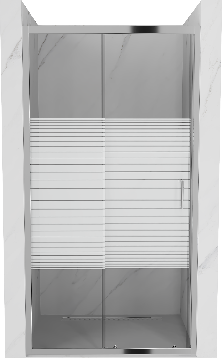 Mexen Apia drzwi prysznicowe rozsuwane 135 cm, pasy, chrom - 845-135-000-01-20