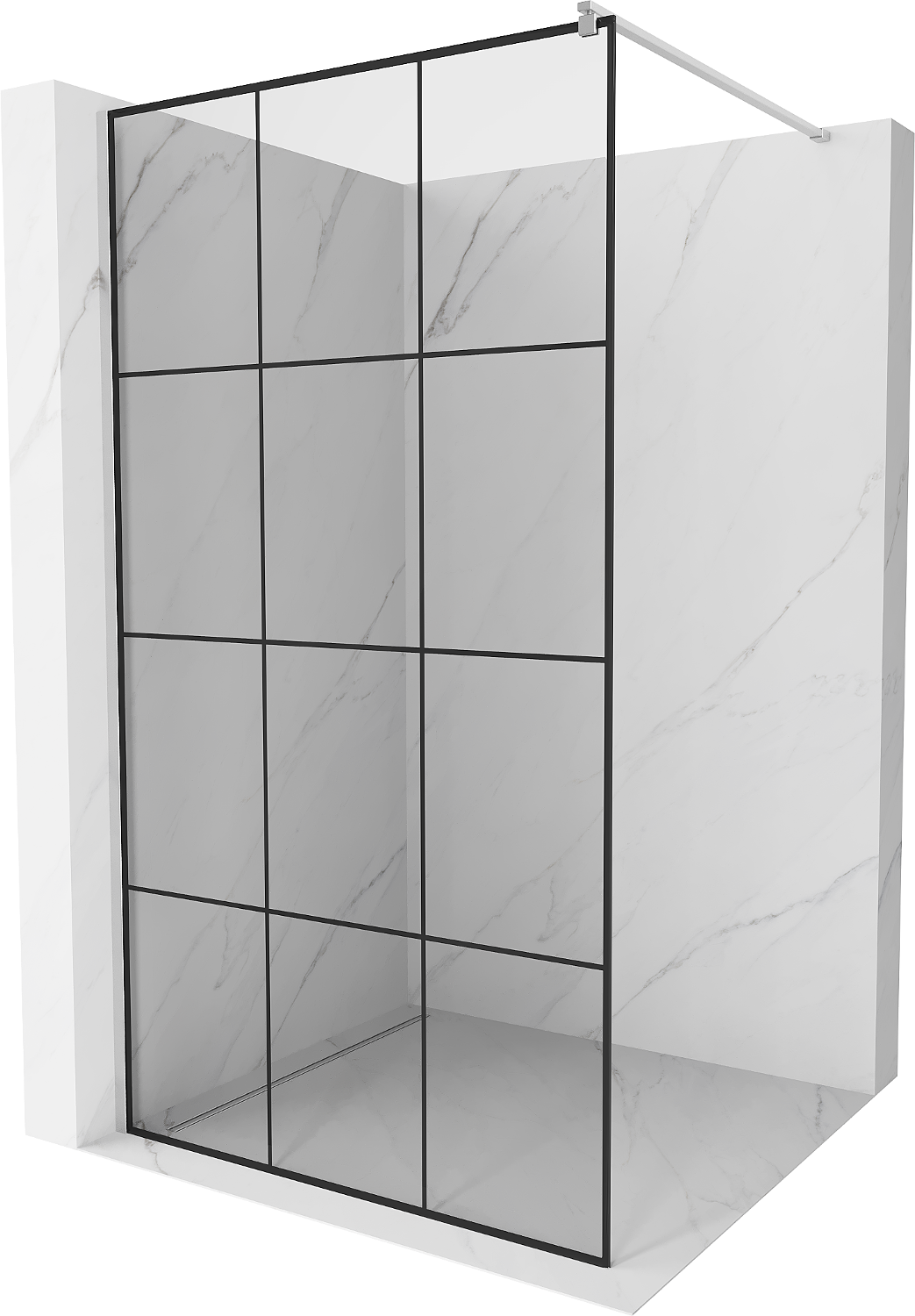 Mexen Kioto ścianka prysznicowa 110 x 200 cm, transparent/czarny wzór 8 mm, chrom - 800-110-101-01-77