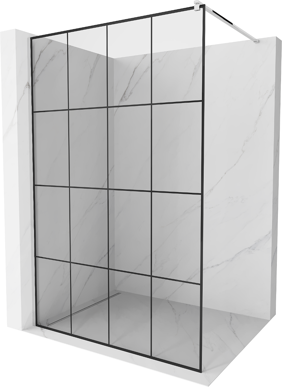 Mexen Kioto ścianka prysznicowa 140 x 200 cm, transparent/czarny wzór 8 mm, chrom - 800-140-101-01-77