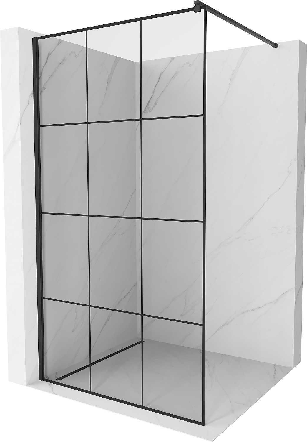 Mexen Kioto ścianka prysznicowa 100 x 200 cm, transparent/czarny wzór 8 mm, czarna - 800-100-101-70-77