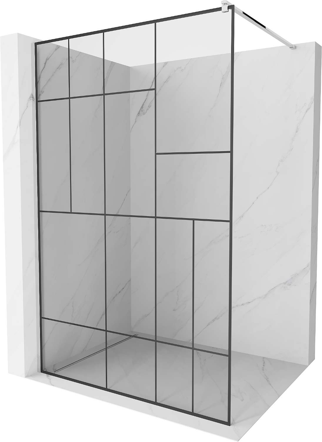 Mexen Kioto ścianka prysznicowa 100 x 200 cm, transparent/czarny wzór 8 mm, chrom - 800-100-101-01-78