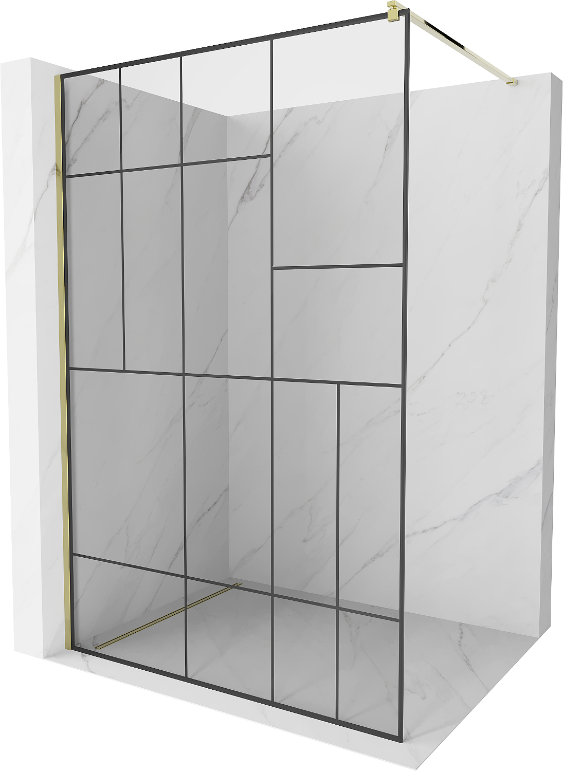 Mexen Kioto ścianka prysznicowa 70 x 200 cm, transparent/czarny wzór 8 mm, złota - 800-070-101-50-78