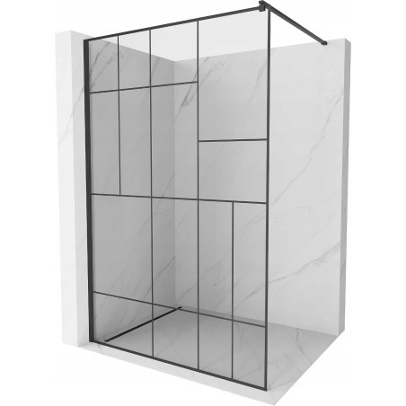 Mexen Kioto ścianka prysznicowa 70 x 200 cm, transparent/czarny wzór 8 mm, czarna - 800-070-101-70-78