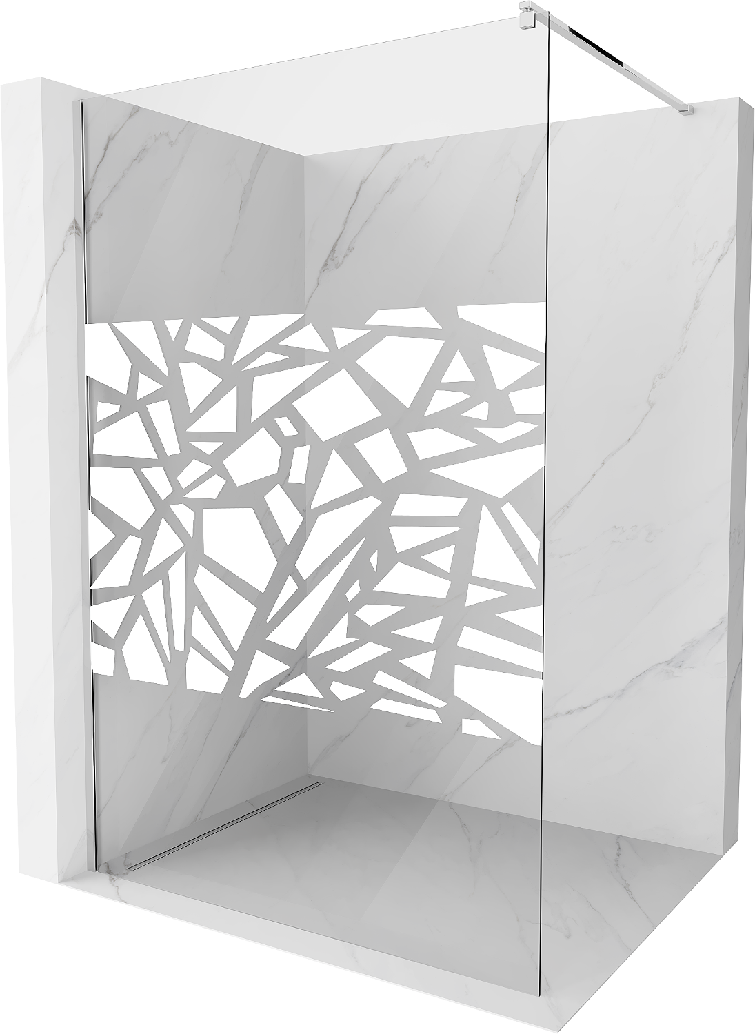 Mexen Kioto ścianka prysznicowa 70 x 200 cm, transparent/biały wzór 8 mm, chrom - 800-070-101-01-85