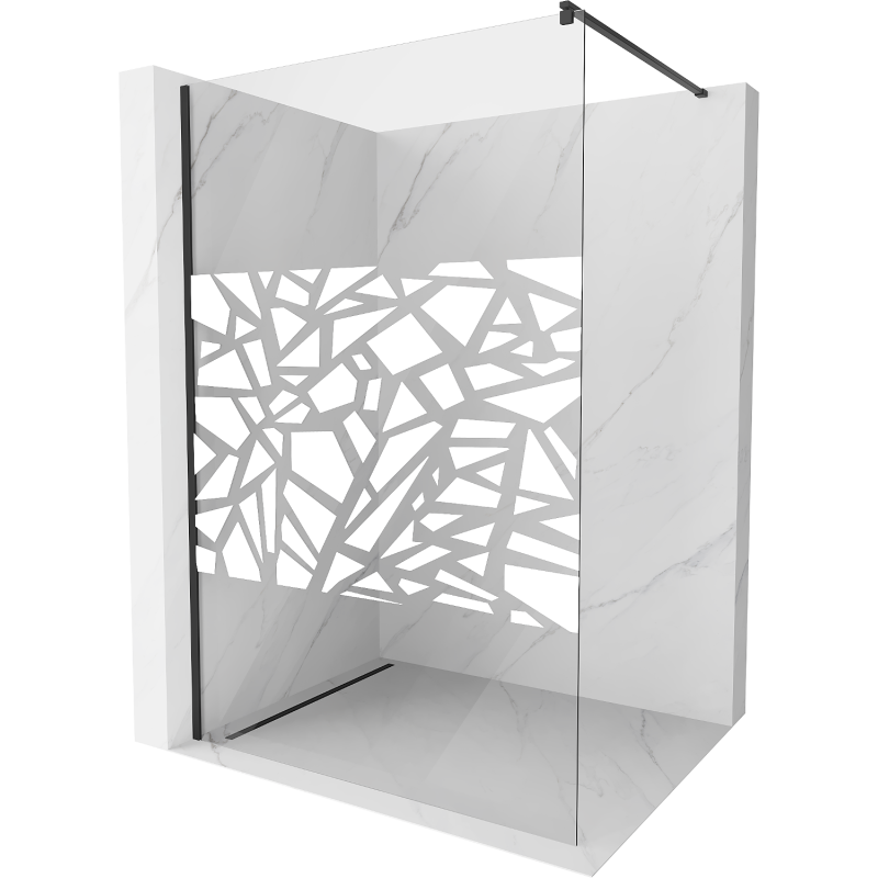 Mexen Kioto ścianka prysznicowa 90 x 200 cm, transparent/biały wzór 8 mm, czarna - 800-090-101-70-85