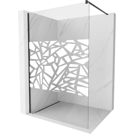 Mexen Kioto ścianka prysznicowa 140 x 200 cm, transparent/biały wzór 8 mm, czarna - 800-140-101-70-85