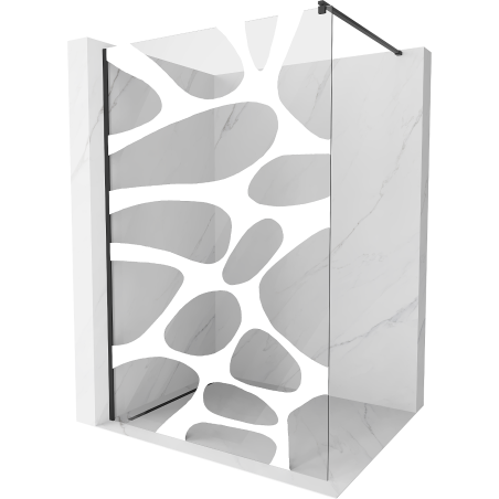 Mexen Kioto ścianka prysznicowa 70 x 200 cm, transparent/biały wzór 8 mm, czarna - 800-070-101-70-97