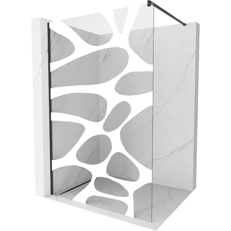 Mexen Kioto ścianka prysznicowa 100 x 200 cm, transparent/biały wzór 8 mm, czarna - 800-100-101-70-97