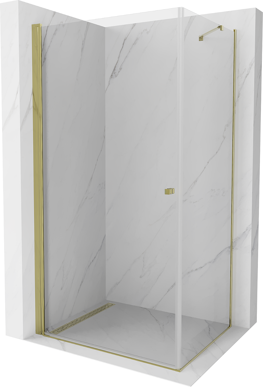Mexen Pretoria kabina prysznicowa uchylna 70 x 100 cm, transparent, złota - 852-070-100-50-00
