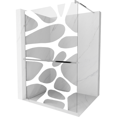 Mexen Kioto+ ścianka prysznicowa z półką i relingiem 80 x 200 cm, biały wzór 8 mm, chrom - 800-080-121-01-97