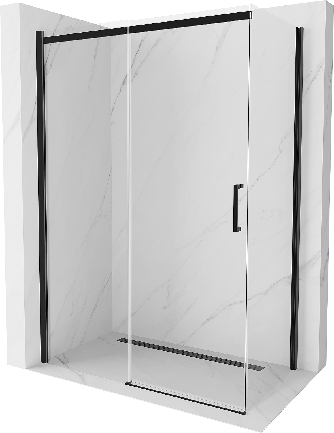 Mexen Omega kabina prysznicowa rozsuwana 160 x 80 cm, transparent, czarna - 825-160-080-70-00