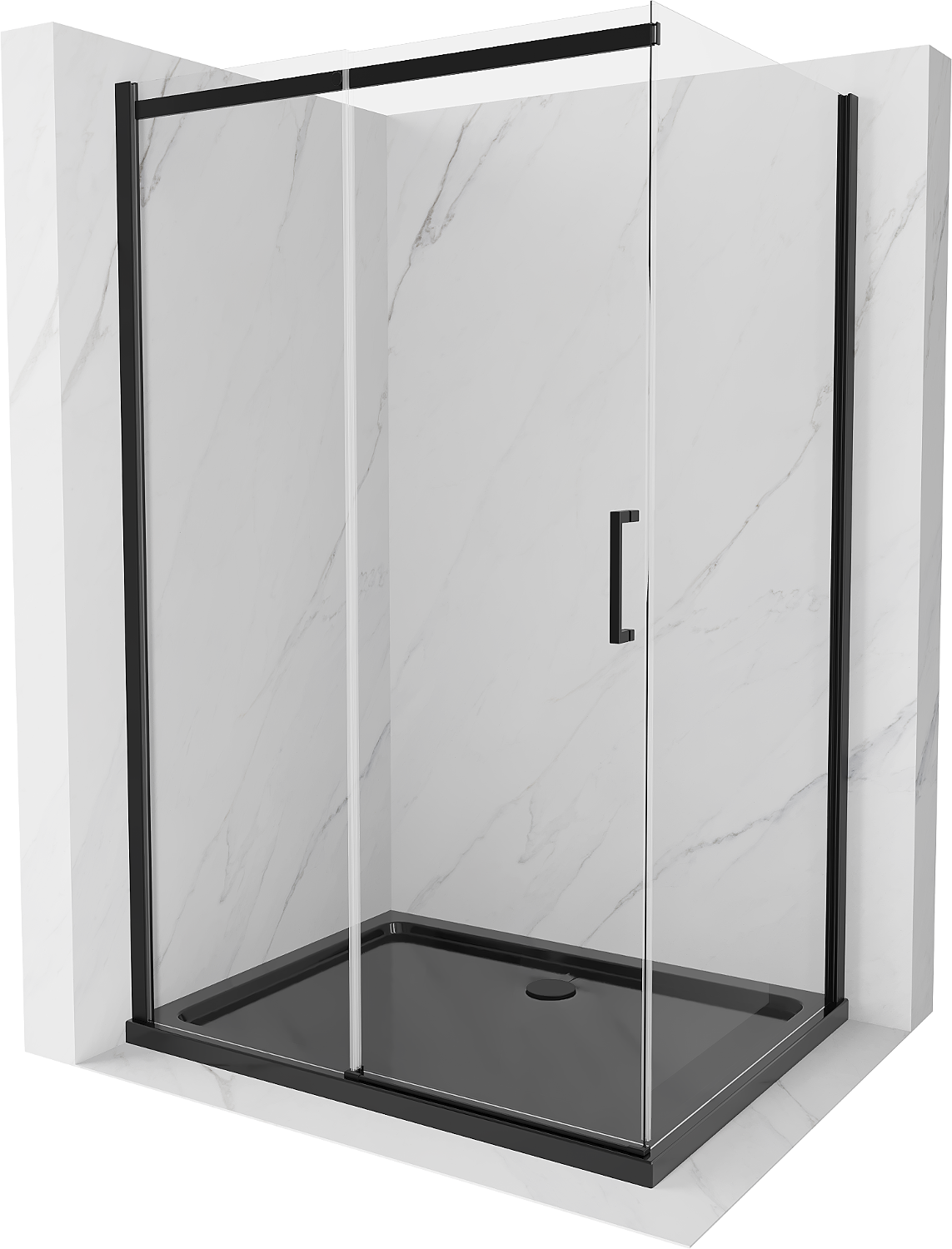 Mexen Omega kabina prysznicowa rozsuwana 100 x 90 cm, transparent, czarna + brodzik Flat, czarny - 825-100-090-70-00-4070B