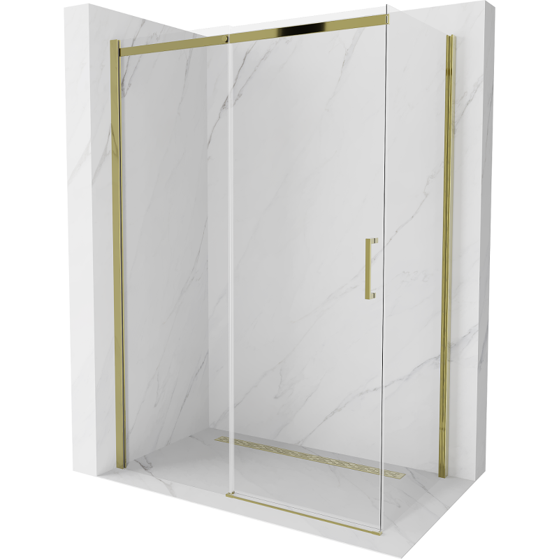 Mexen Omega kabina prysznicowa rozsuwana 140 x 80 cm, transparent, złota - 825-140-080-50-00