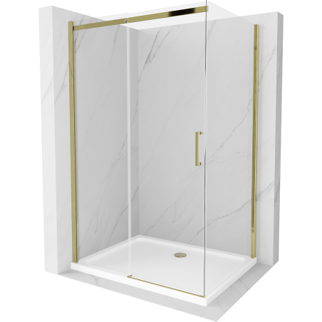 Mexen Omega kabina prysznicowa rozsuwana 100 x 80 cm, transparent, złota + brodzik Flat - 825-100-080-50-00-4010