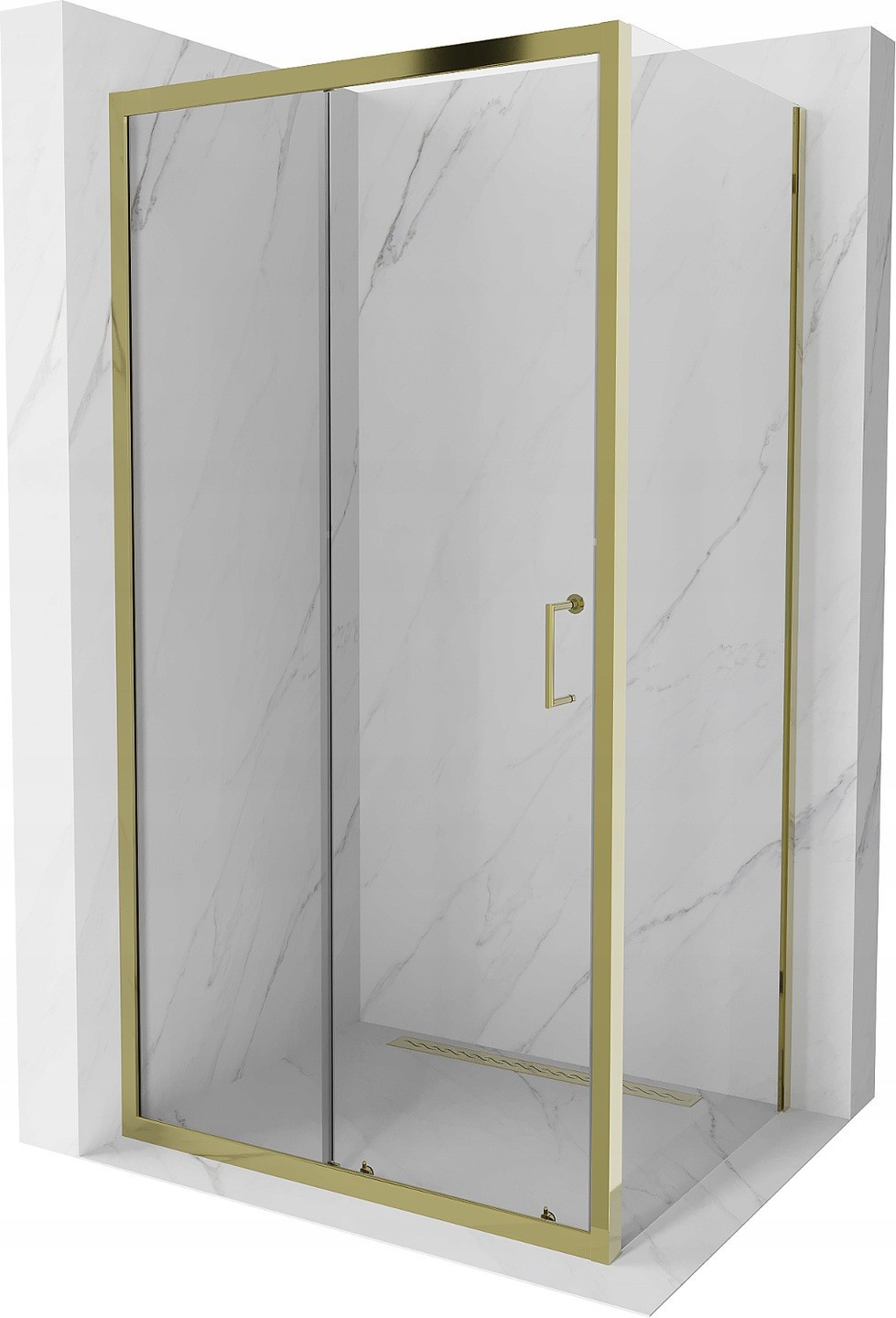 Mexen Apia kabina prysznicowa rozsuwana 125 x 90 cm, transparent, złota - 840-125-090-50-00